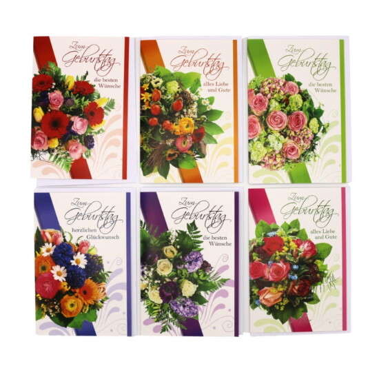 Geburtstagskarten mit Blumenstrauß - Motiven
